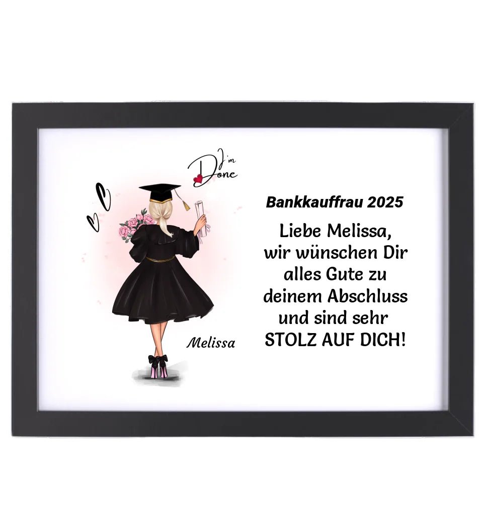 Personalisiertes Ausbildung bestanden Poster / Bild / Karte Geschenk für Mädchen - Cantty