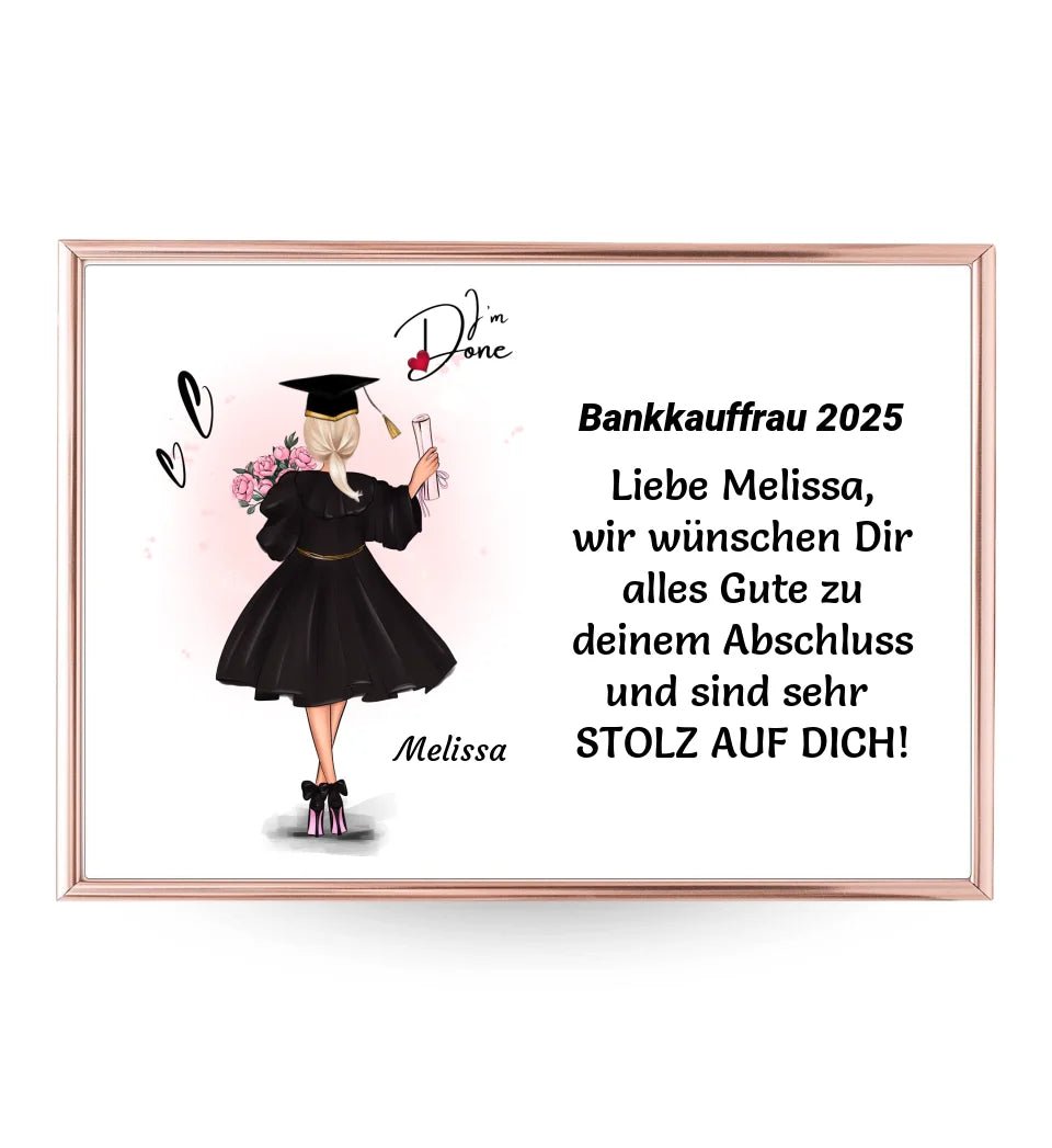 Personalisiertes Ausbildung bestanden Poster / Bild / Karte Geschenk für Mädchen - Cantty