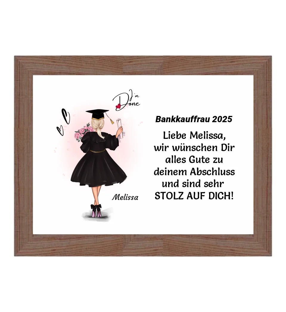 Personalisiertes Ausbildung bestanden Poster / Bild / Karte Geschenk für Mädchen - Cantty