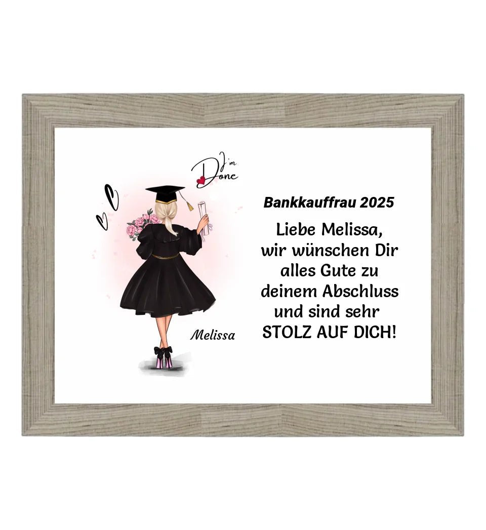 Personalisiertes Ausbildung bestanden Poster / Bild / Karte Geschenk für Mädchen - Cantty