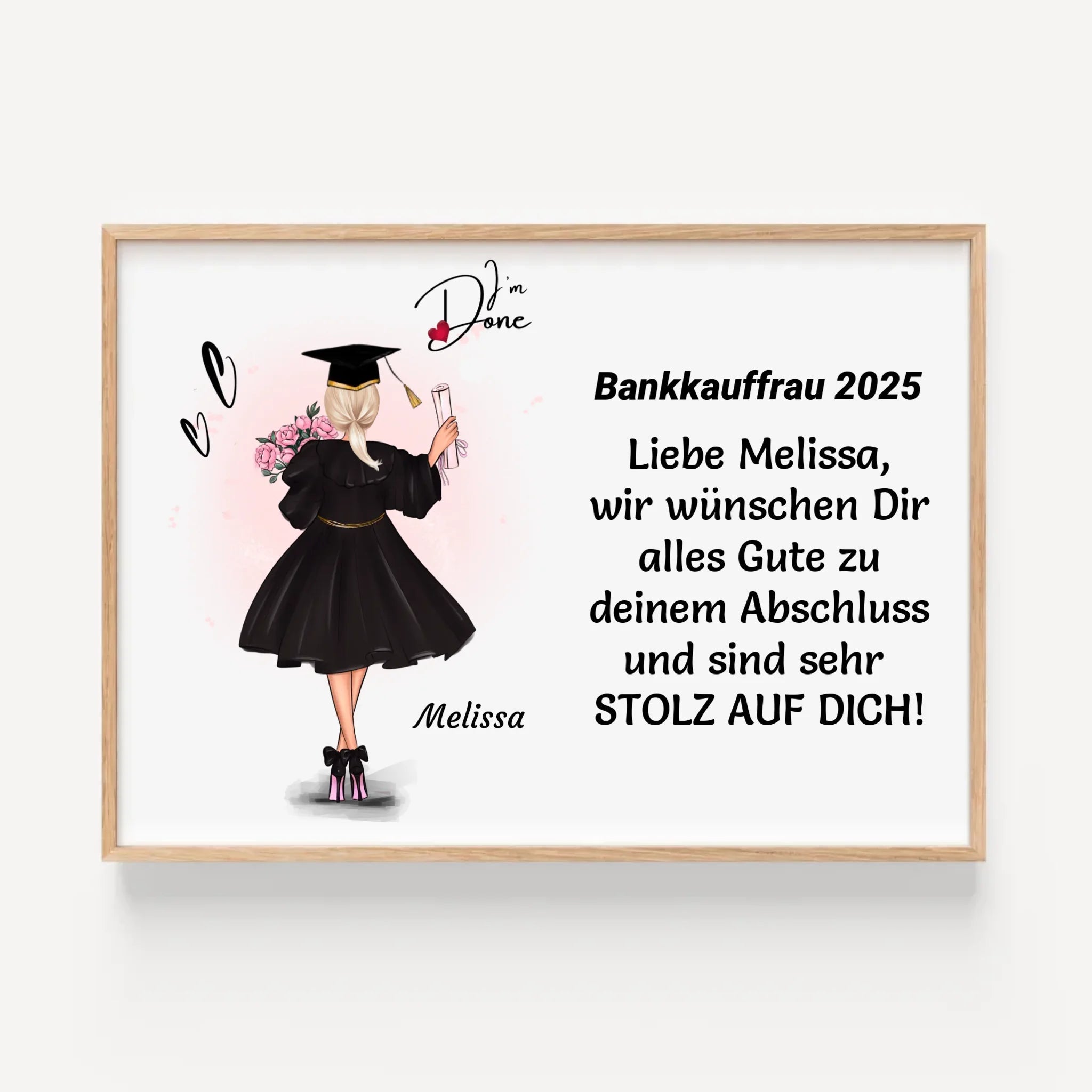 Personalisiertes Ausbildung bestanden Poster / Bild / Karte Geschenk für Mädchen - Cantty