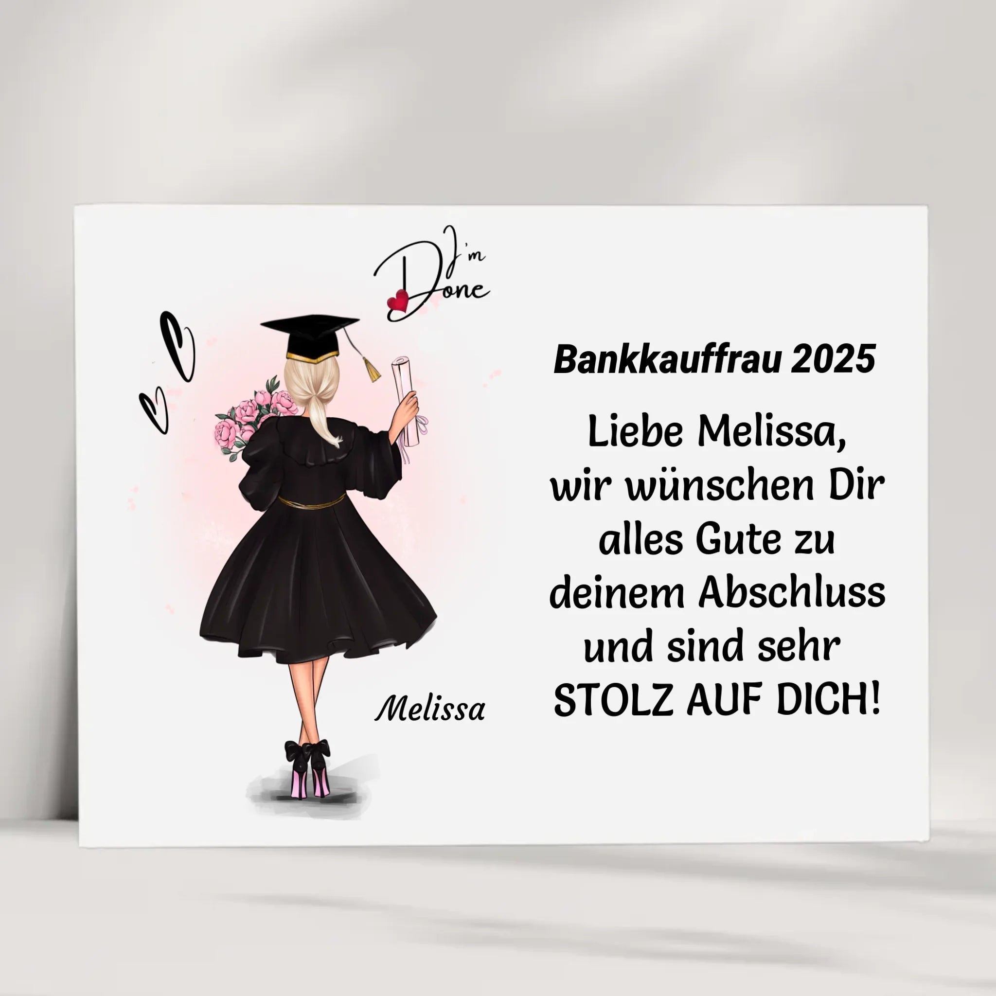 Personalisiertes Ausbildung bestanden Poster / Bild / Karte Geschenk für Mädchen - Cantty