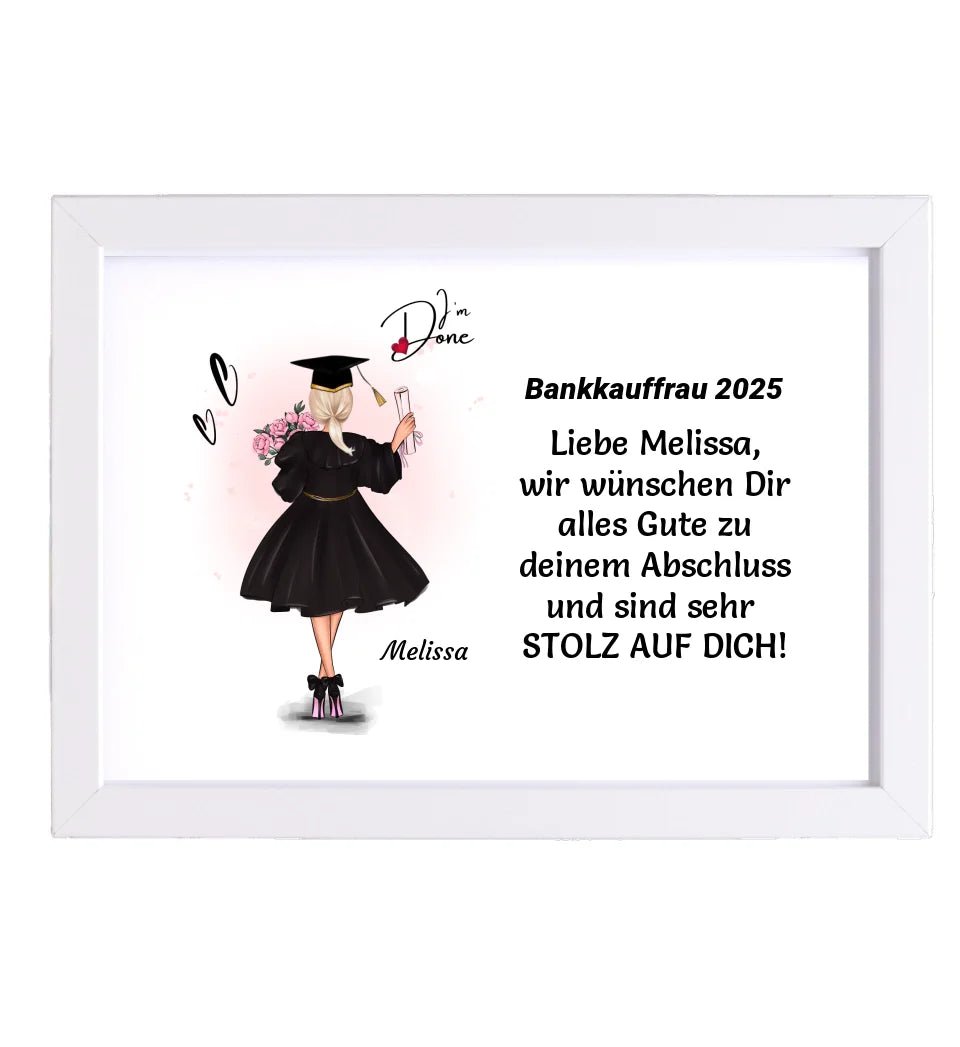 Personalisiertes Ausbildung bestanden Poster / Bild / Karte Geschenk für Mädchen - Cantty