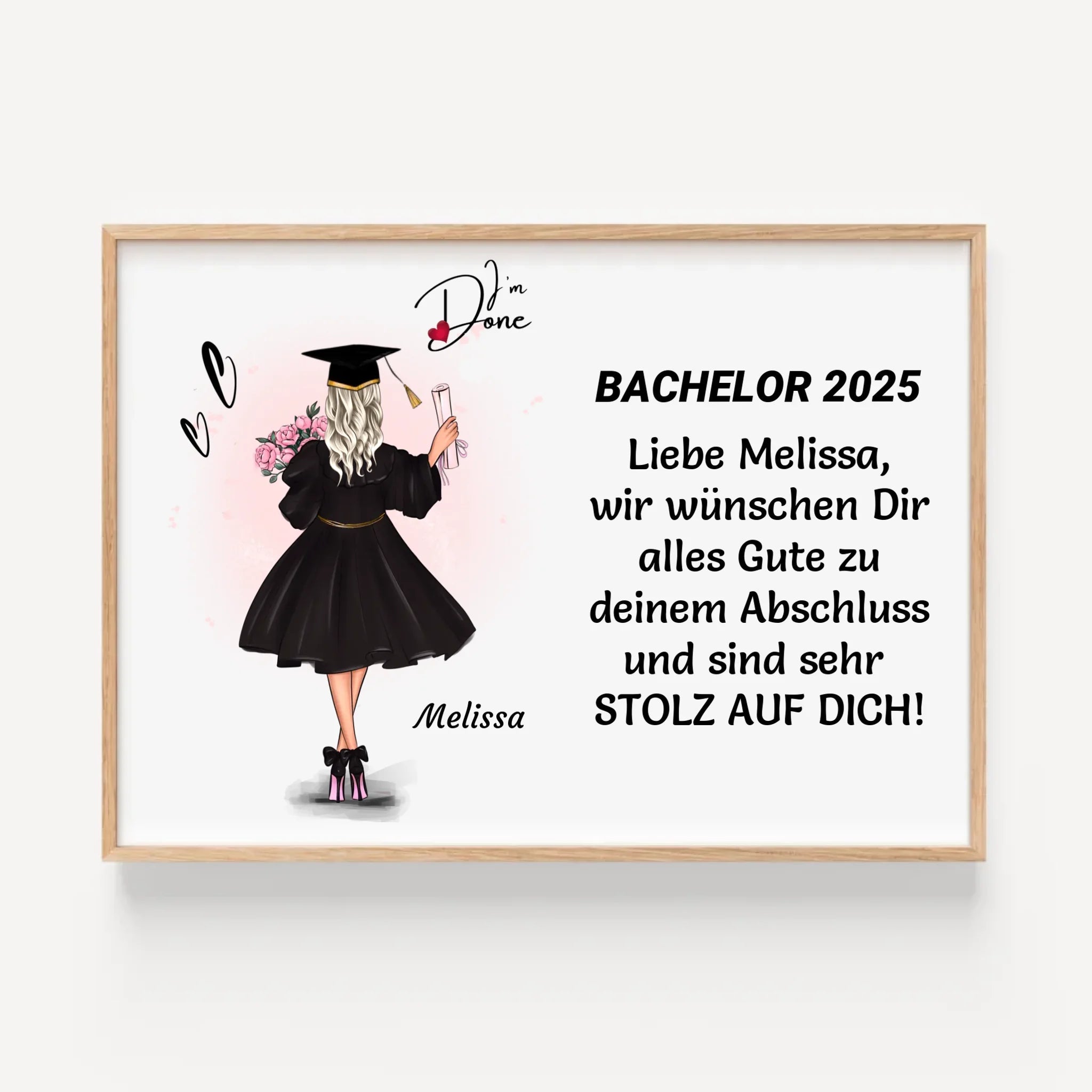 Personalisiertes Bachelor Abschlussgeschenk Poster / Bild / Karte - Cantty