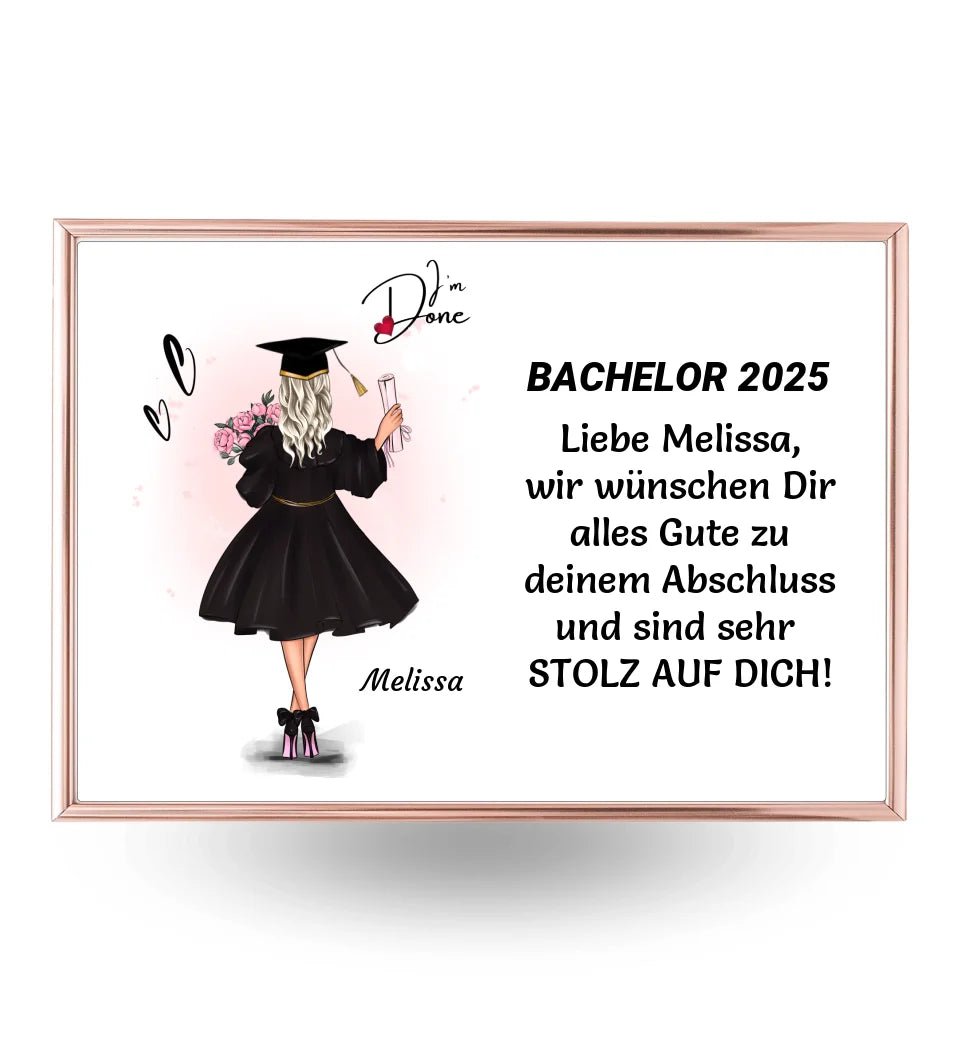 Personalisiertes Bachelor Abschlussgeschenk Poster / Bild / Karte - Cantty