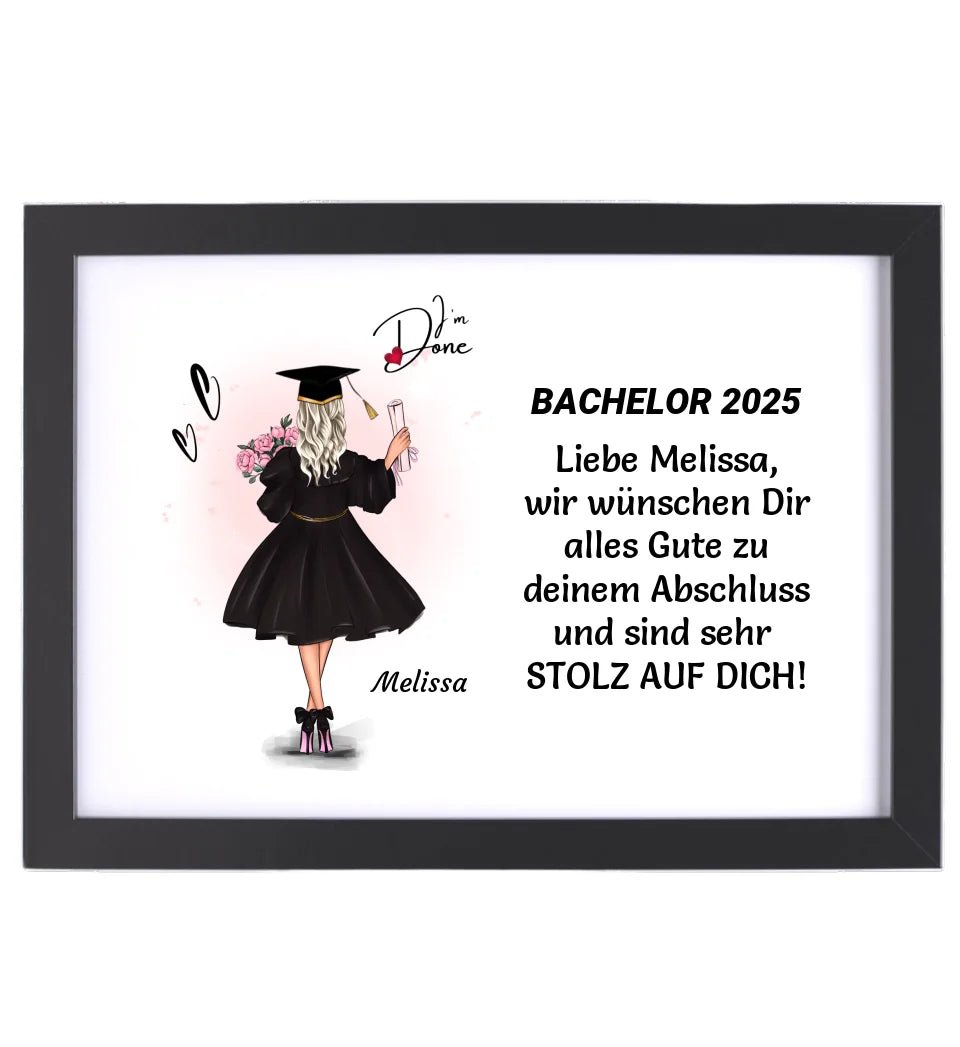 Personalisiertes Bachelor Abschlussgeschenk Poster / Bild / Karte - Cantty