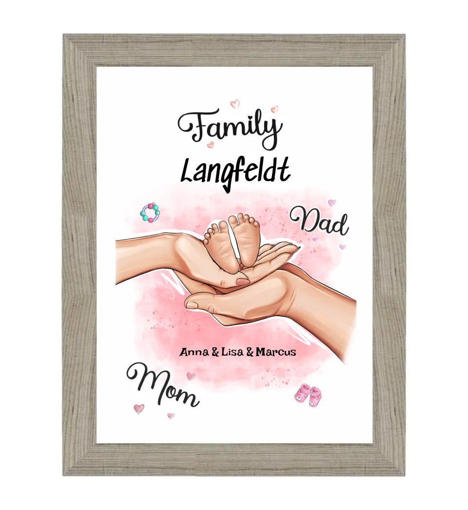 Personalisiertes Geburtsgeschenk Baby Hände Poster - Cantty