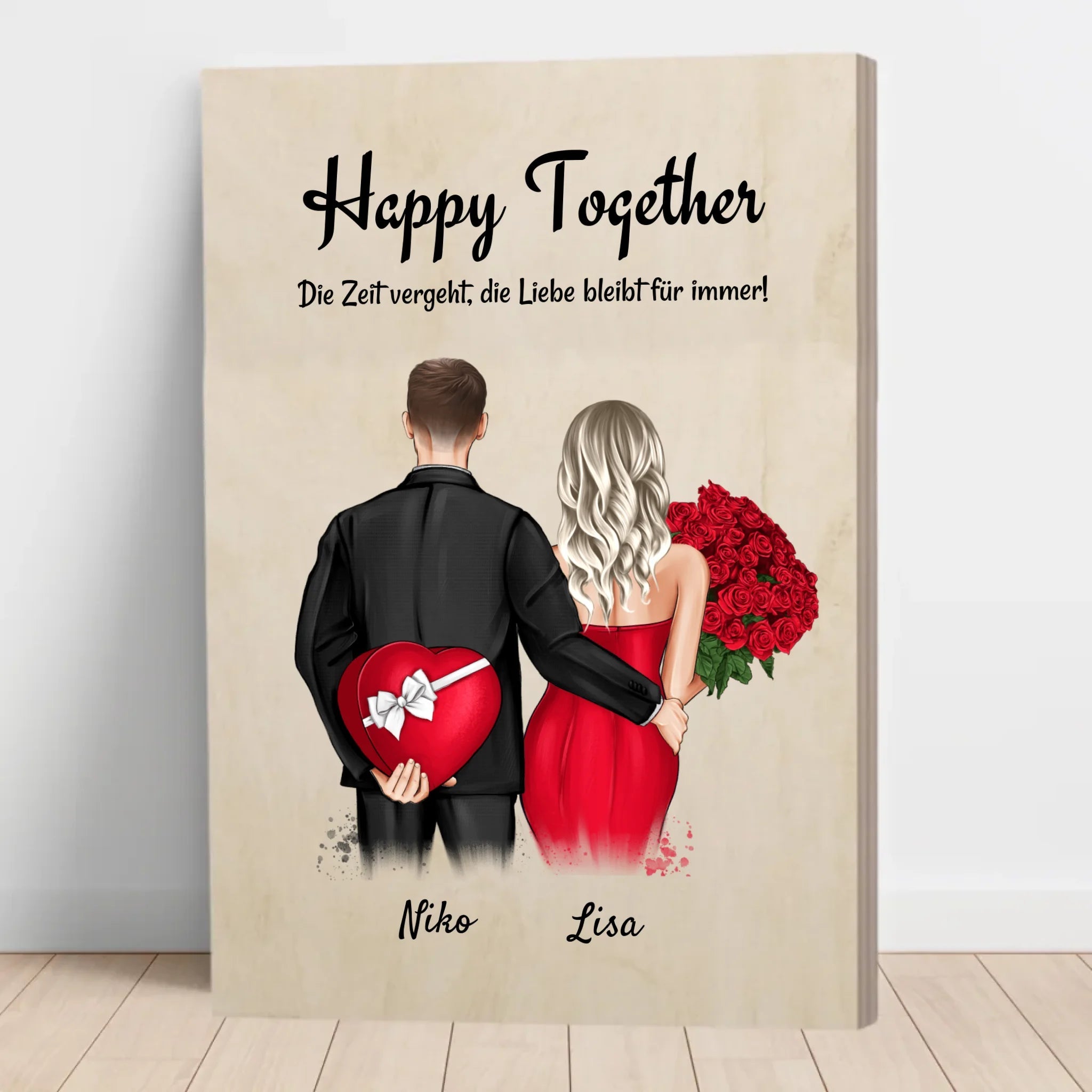 Personalisiertes Geschenk Hochzeitstag Pärchen Holzbild - Cantty