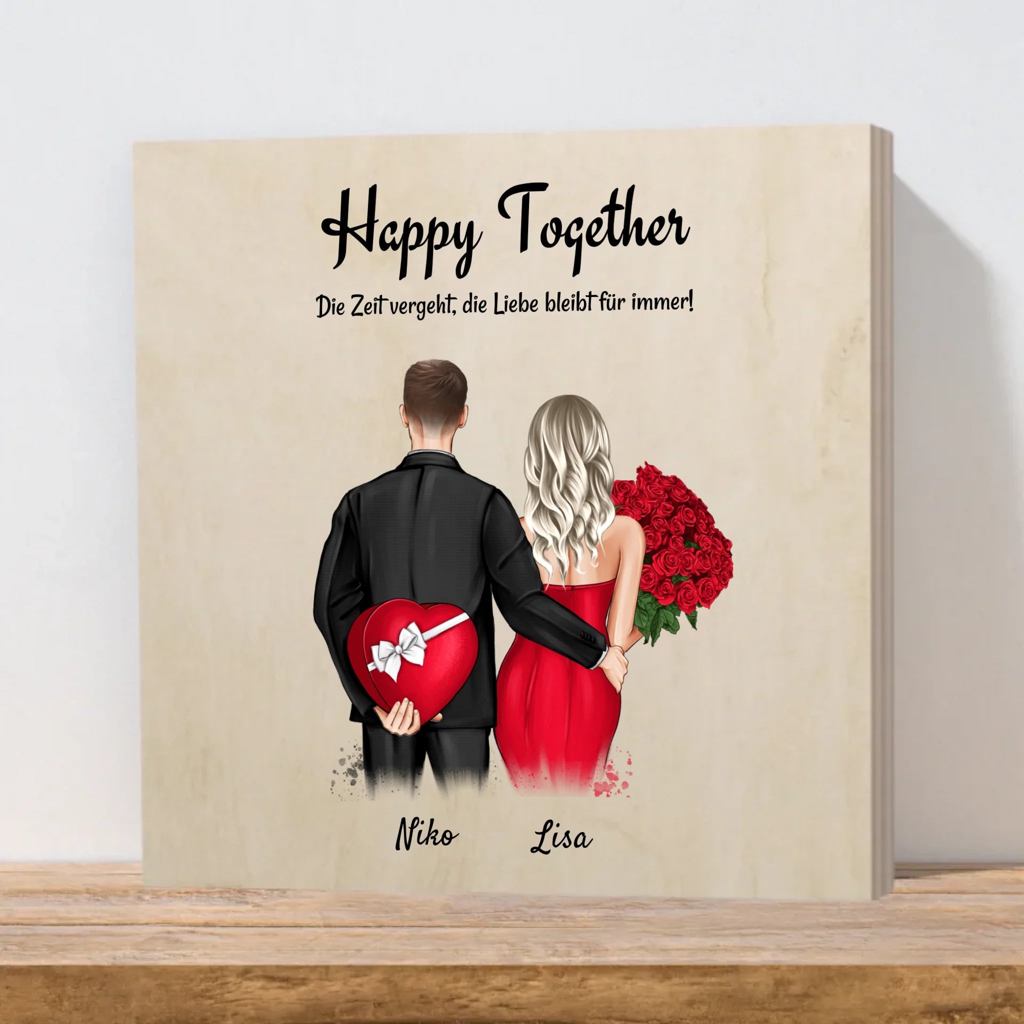 Personalisiertes Geschenk Hochzeitstag Pärchen Holzbild - Cantty