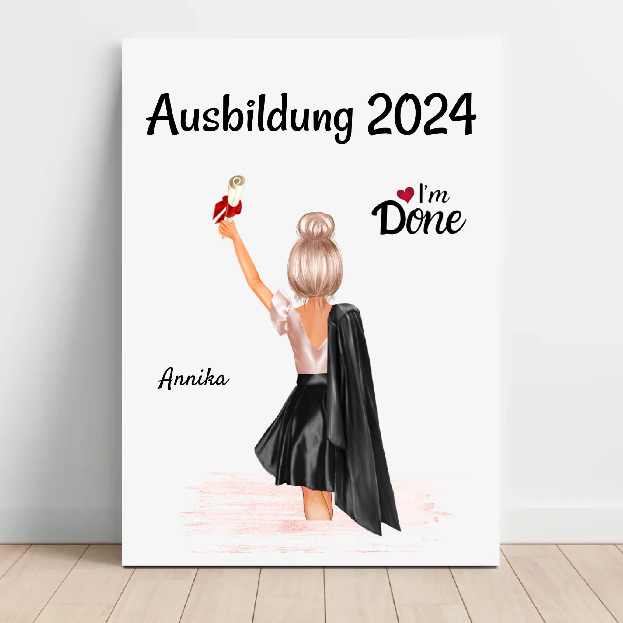 Personalisiertes Geschenk Leinwandbild Mädchen Ausbildung bestanden - Cantty