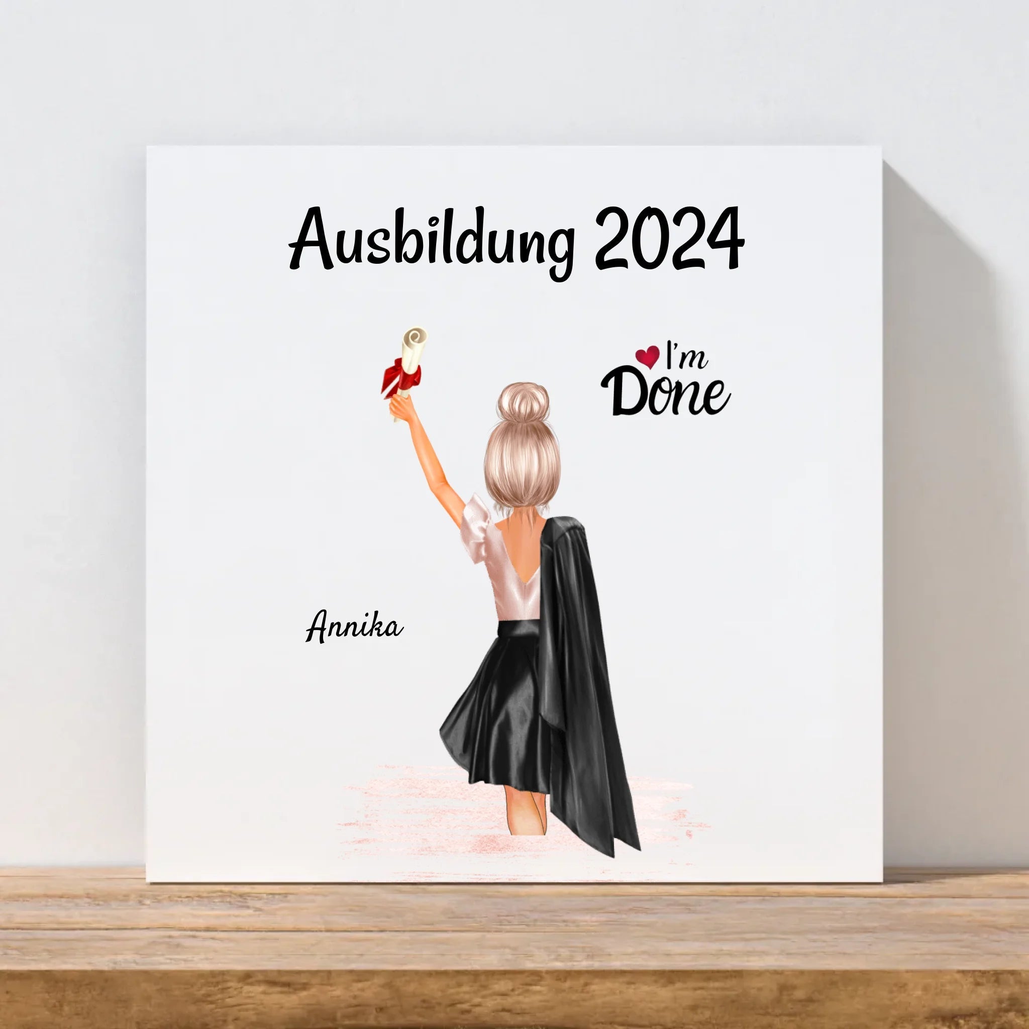 Personalisiertes Geschenk Leinwandbild Mädchen Ausbildung bestanden - Cantty