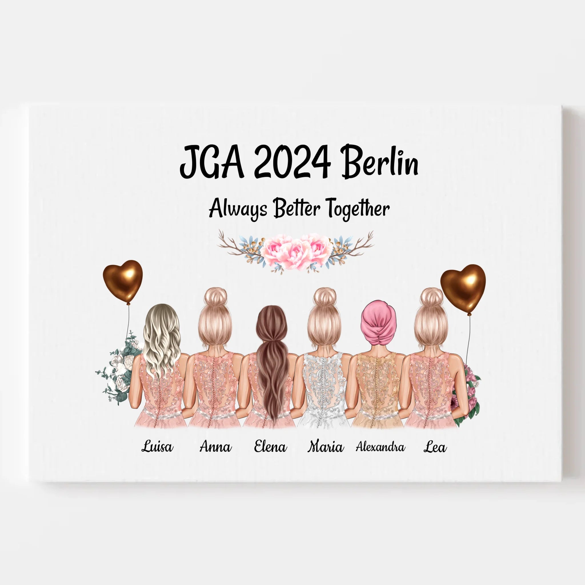 Personalisiertes Geschenk zum JGA 6 Personen Leinwandbild - Cantty