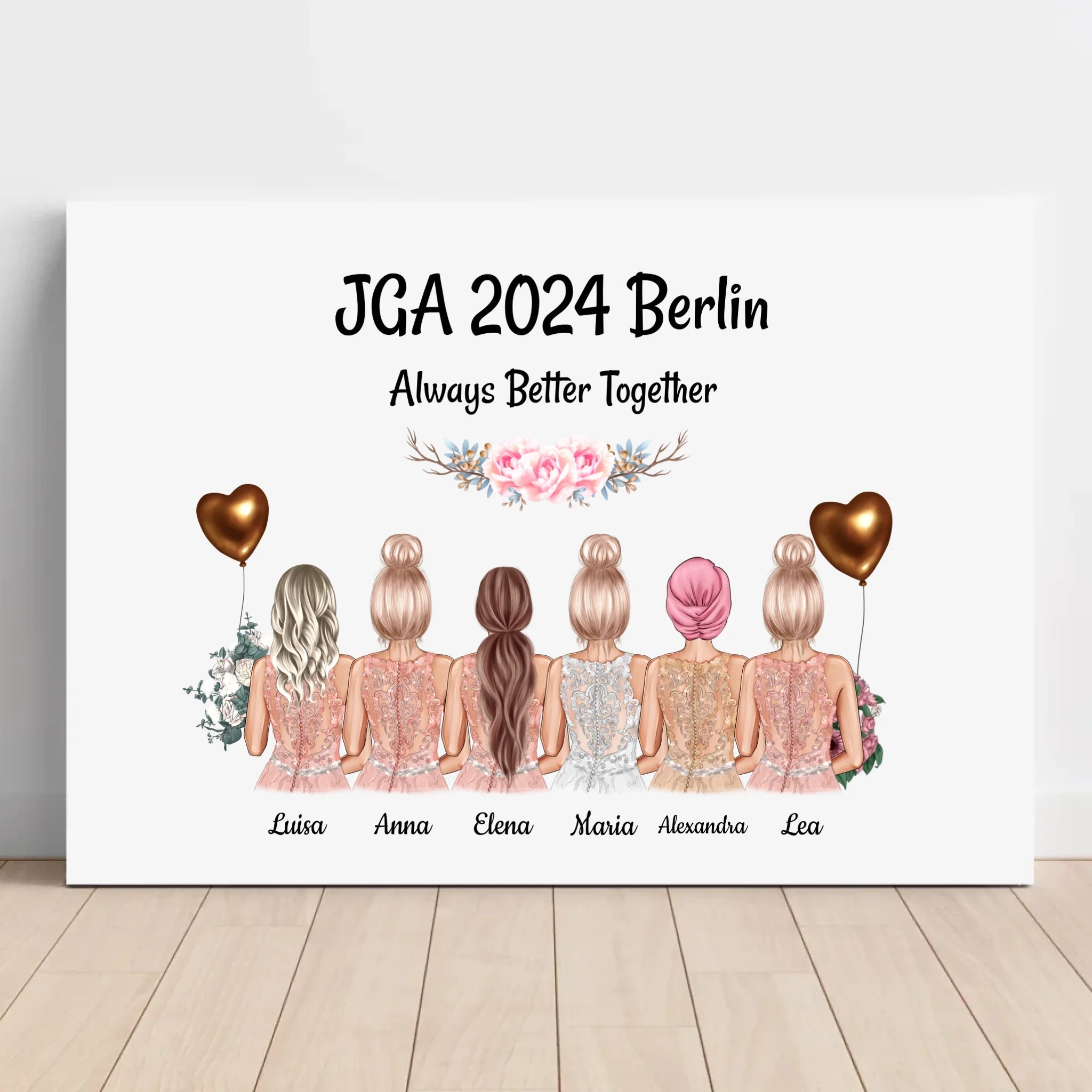 Personalisiertes Geschenk zum JGA 6 Personen Leinwandbild - Cantty