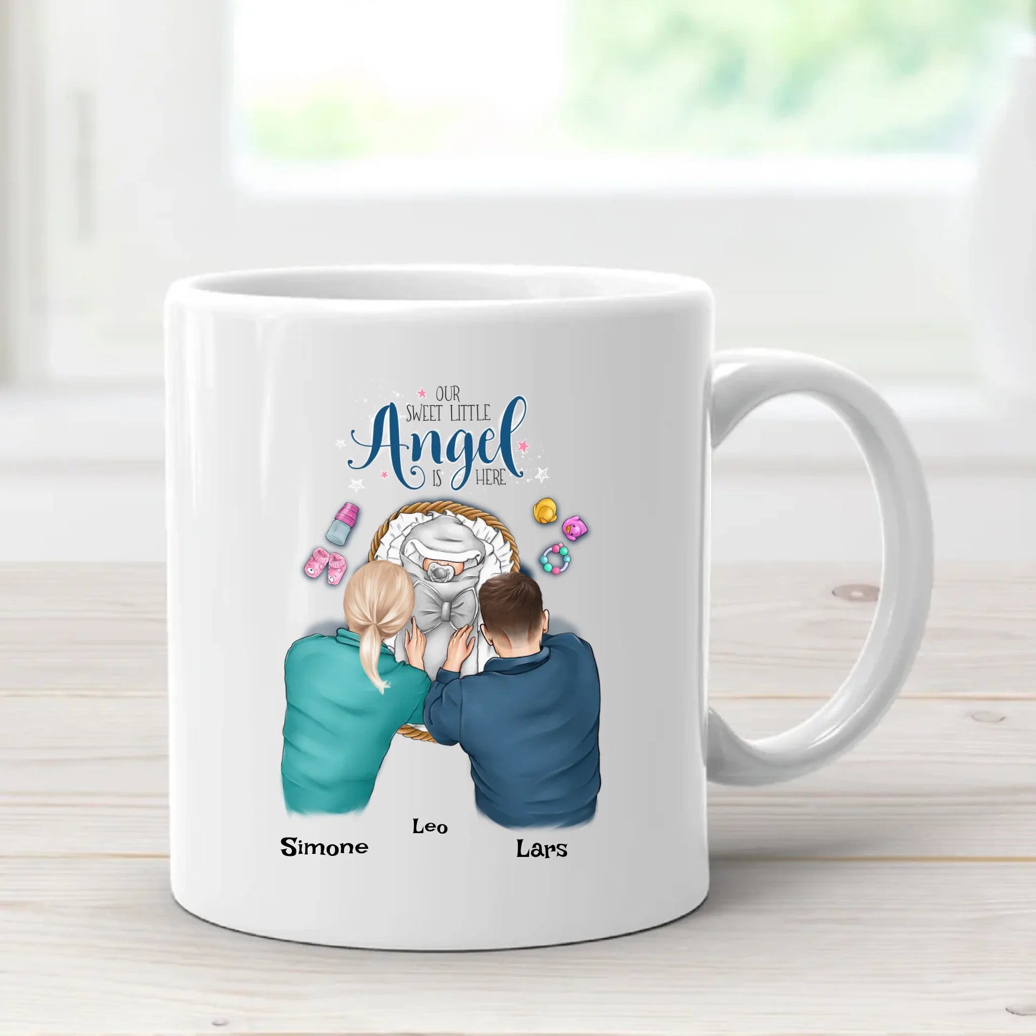 Personalisiertes Geschenk zur Geburt Junge Mädchen Baby Tasse mit Eltern - Cantty