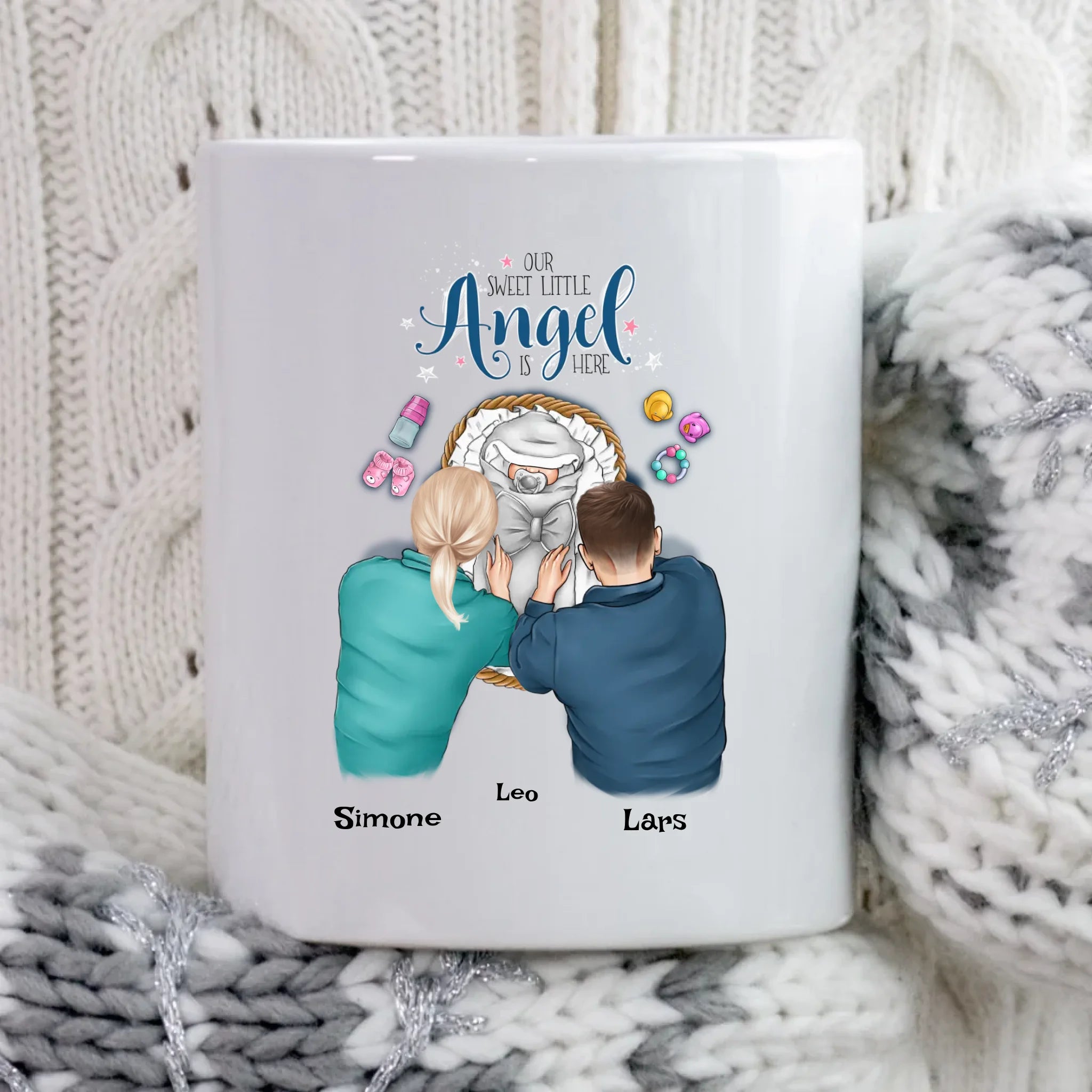 Personalisiertes Geschenk zur Geburt Junge Mädchen Baby Tasse mit Eltern - Cantty