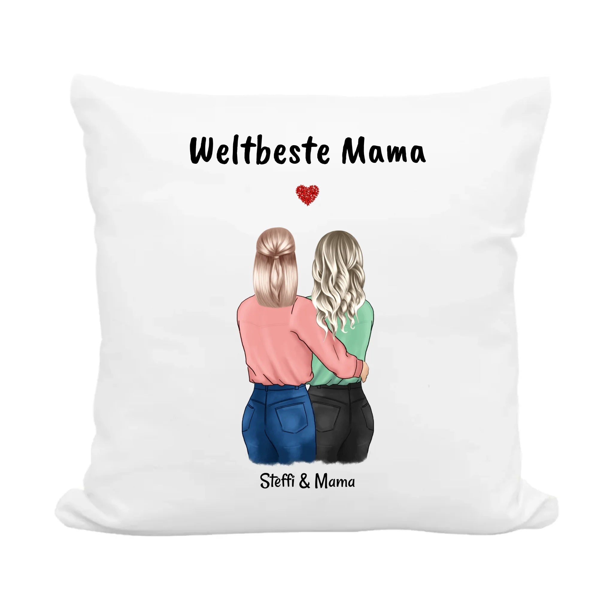 Personalisiertes Kissen Geschenk Mutter Tochter Illustration - Cantty