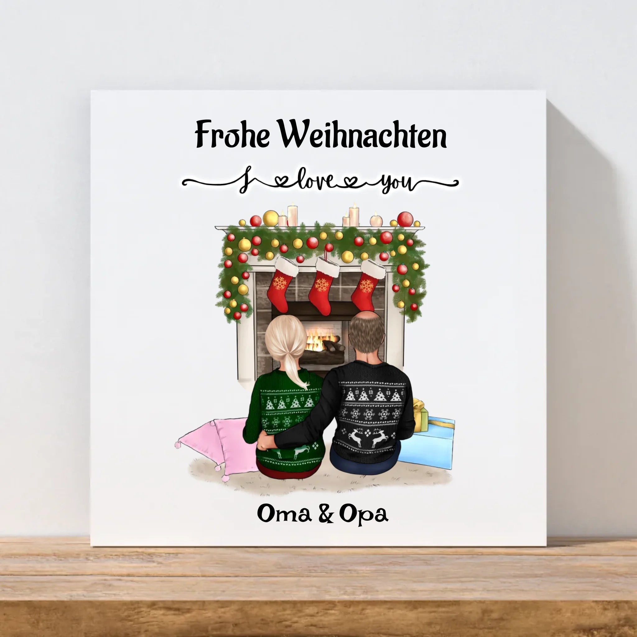 Personalisiertes Leinwand Geschenk Oma Opa Weihnachten - Cantty