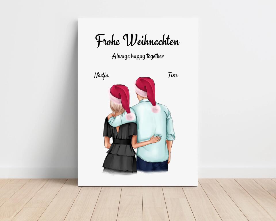 Personalisiertes Leinwand Weihnachtsgeschenk Freund & Freundin - Cantty