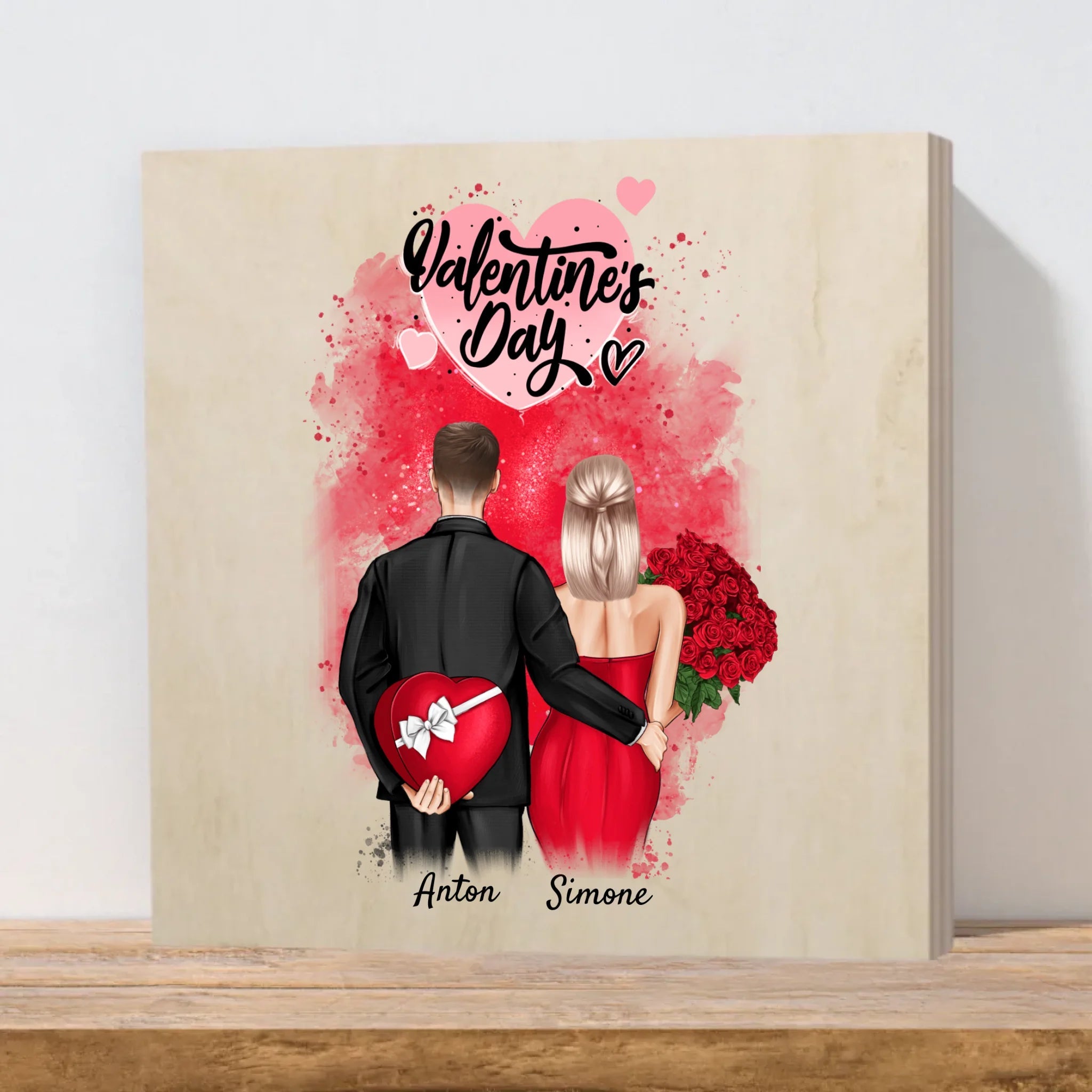 Persönliches Geschenk Holzbild zum Valentinstag - Cantty