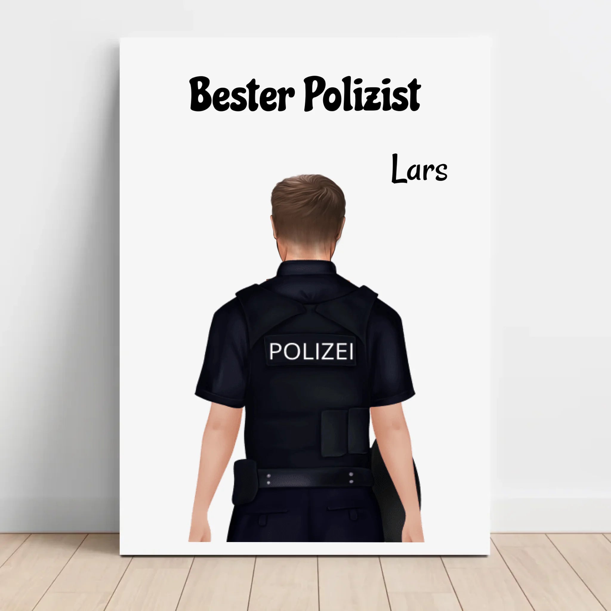 Polizei Mann Leinwand Geschenk personalisiert bedrucken - Cantty