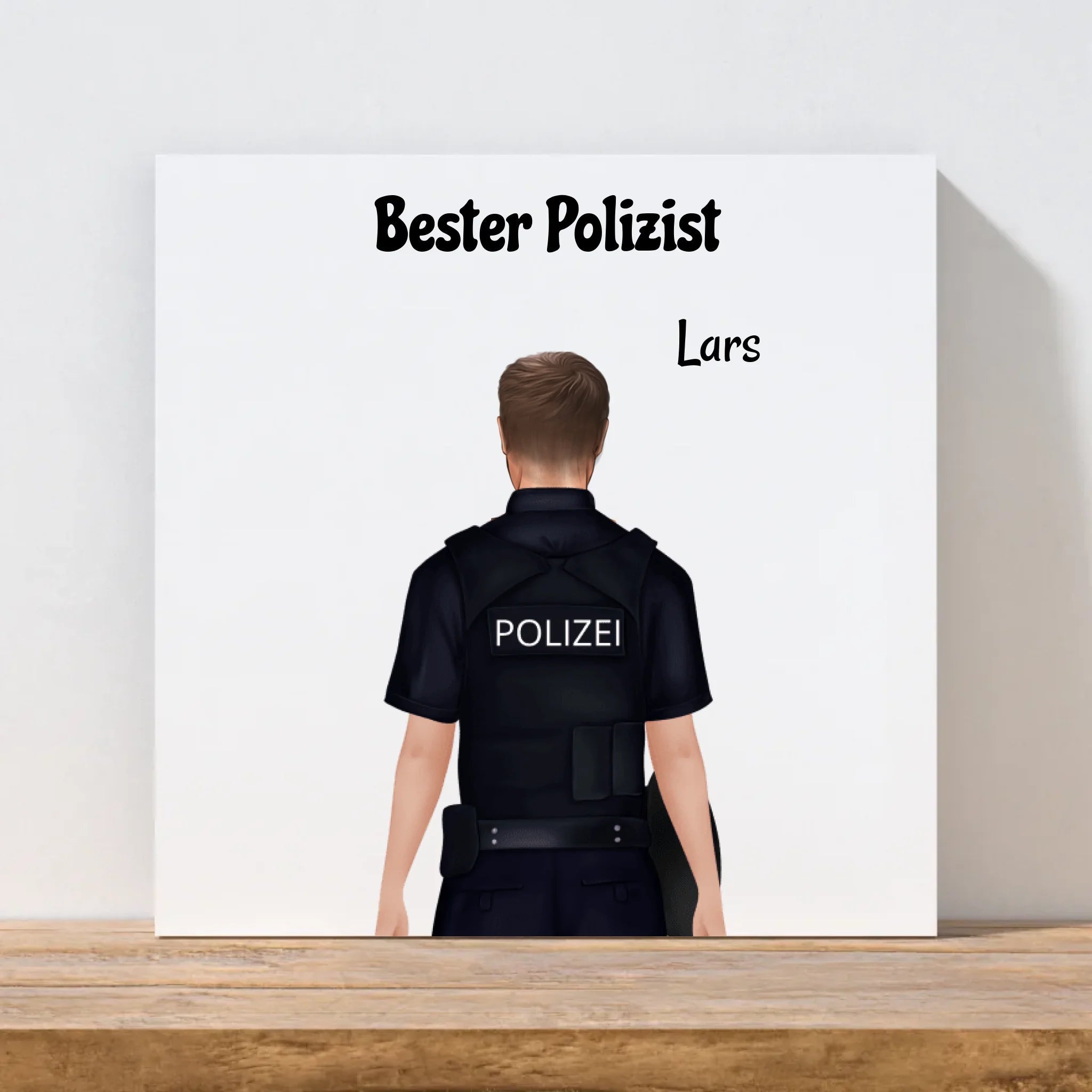 Polizei Mann Leinwand Geschenk personalisiert bedrucken - Cantty