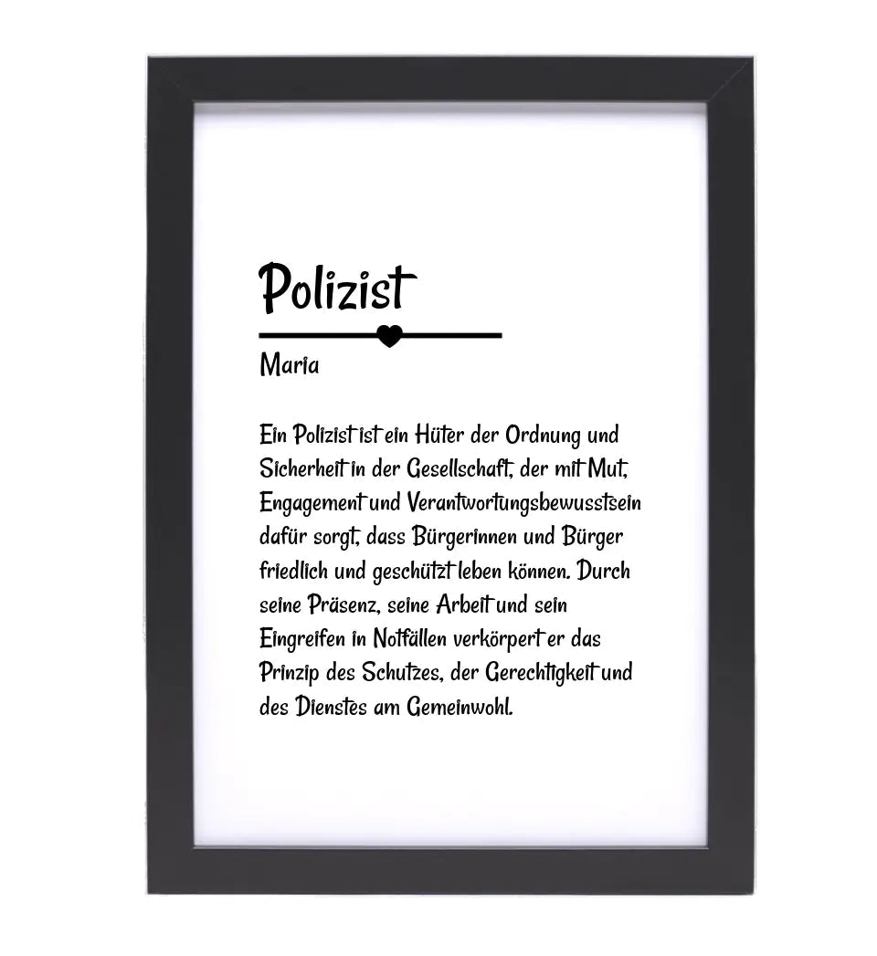 Polizist Definition Poster Geschenk personalisiert - Cantty