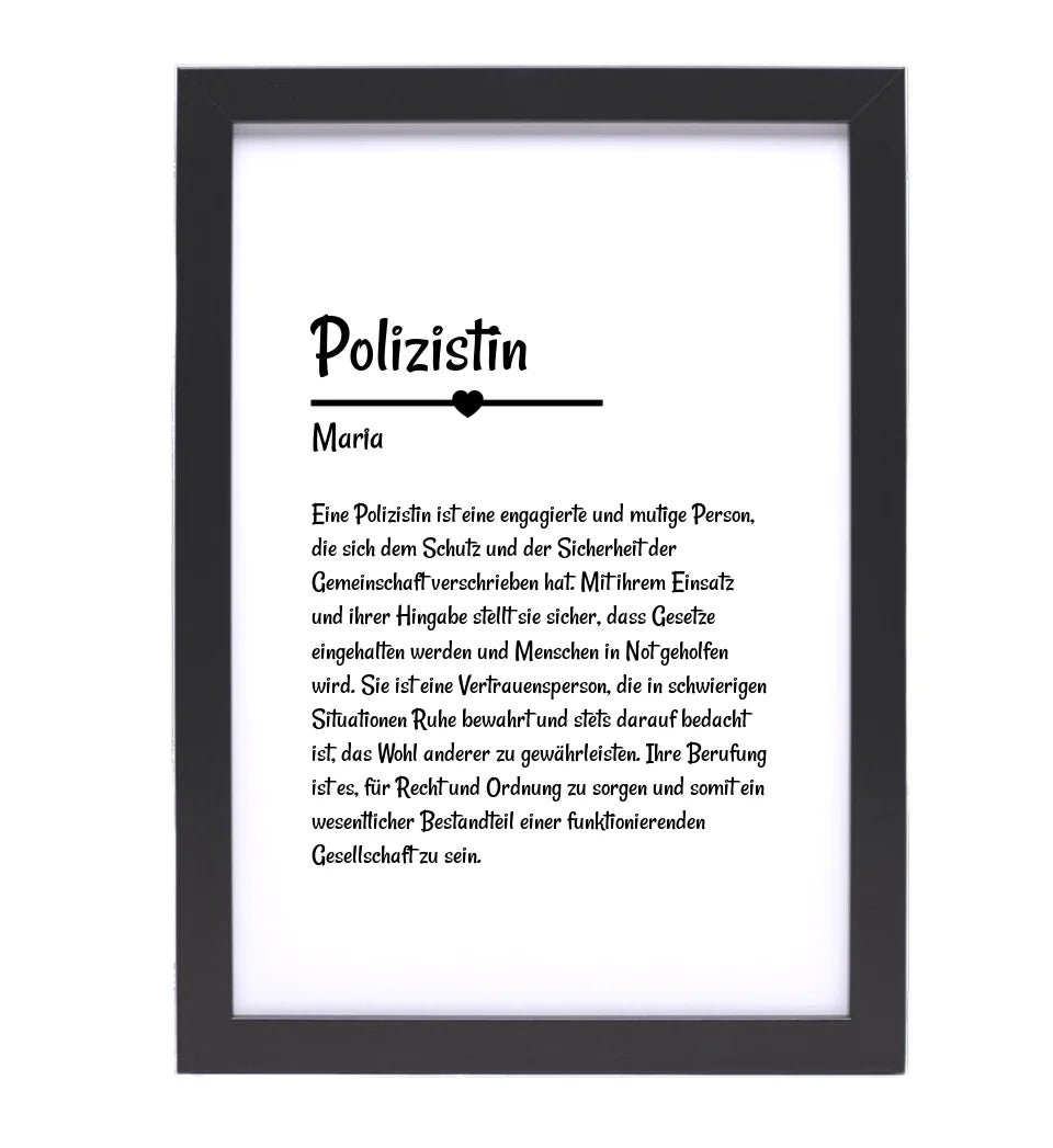 Polizistin Definition Poster Geschenk personalisiert - Cantty