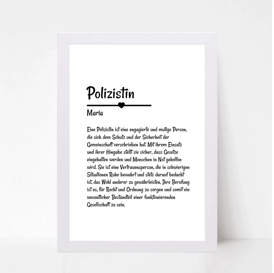 Polizistin Definition Poster Geschenk personalisiert - Cantty