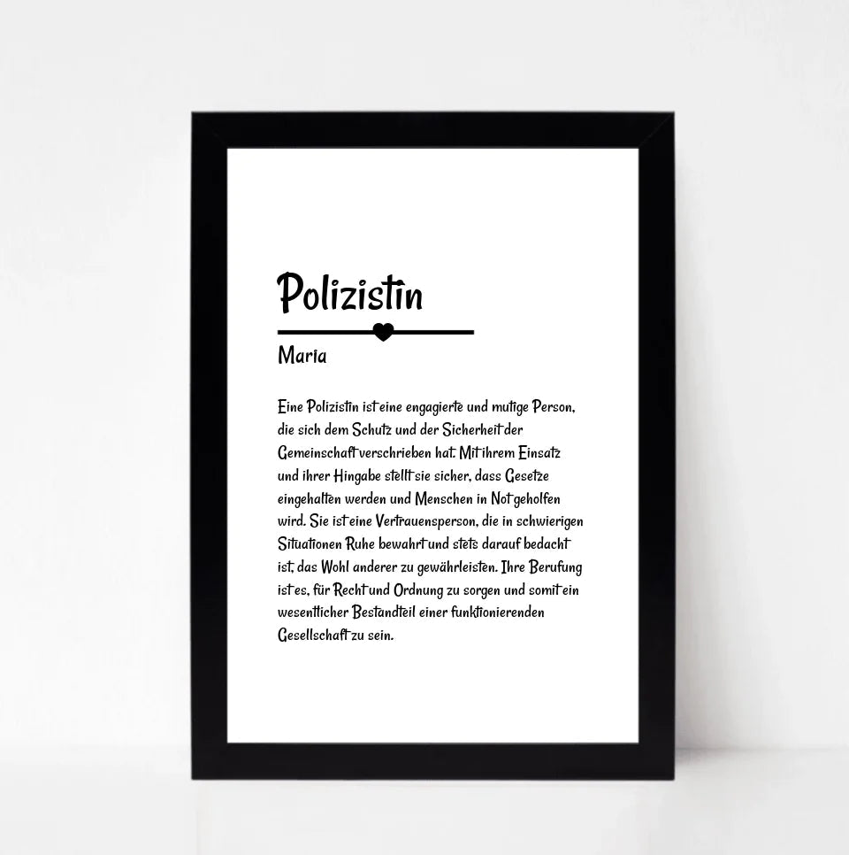 Polizistin Definition Poster Geschenk personalisiert - Cantty