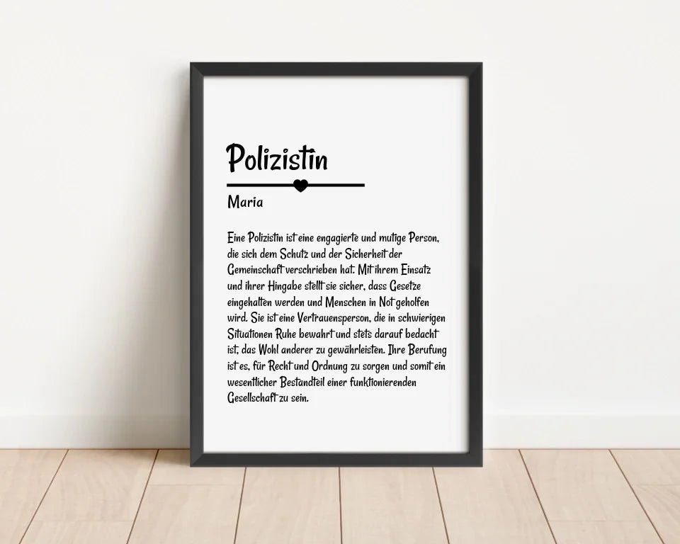 Polizistin Definition Poster Geschenk personalisiert - Cantty