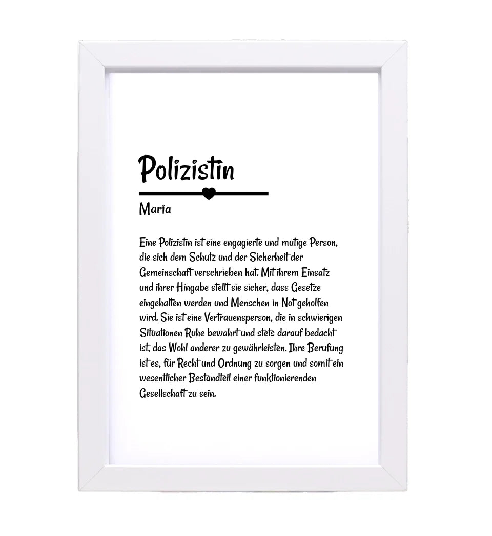 Polizistin Definition Poster Geschenk personalisiert - Cantty