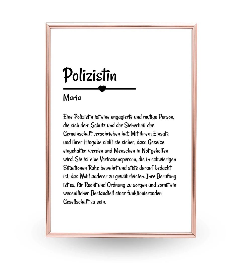 Polizistin Definition Poster Geschenk personalisiert - Cantty