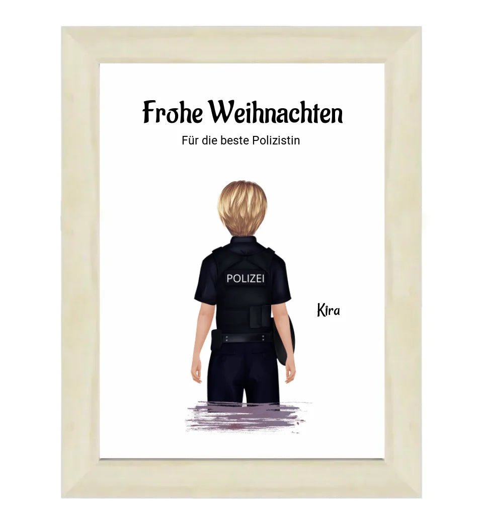 Polizistin Weihnachtsgeschenk Bild personalisiert - Cantty