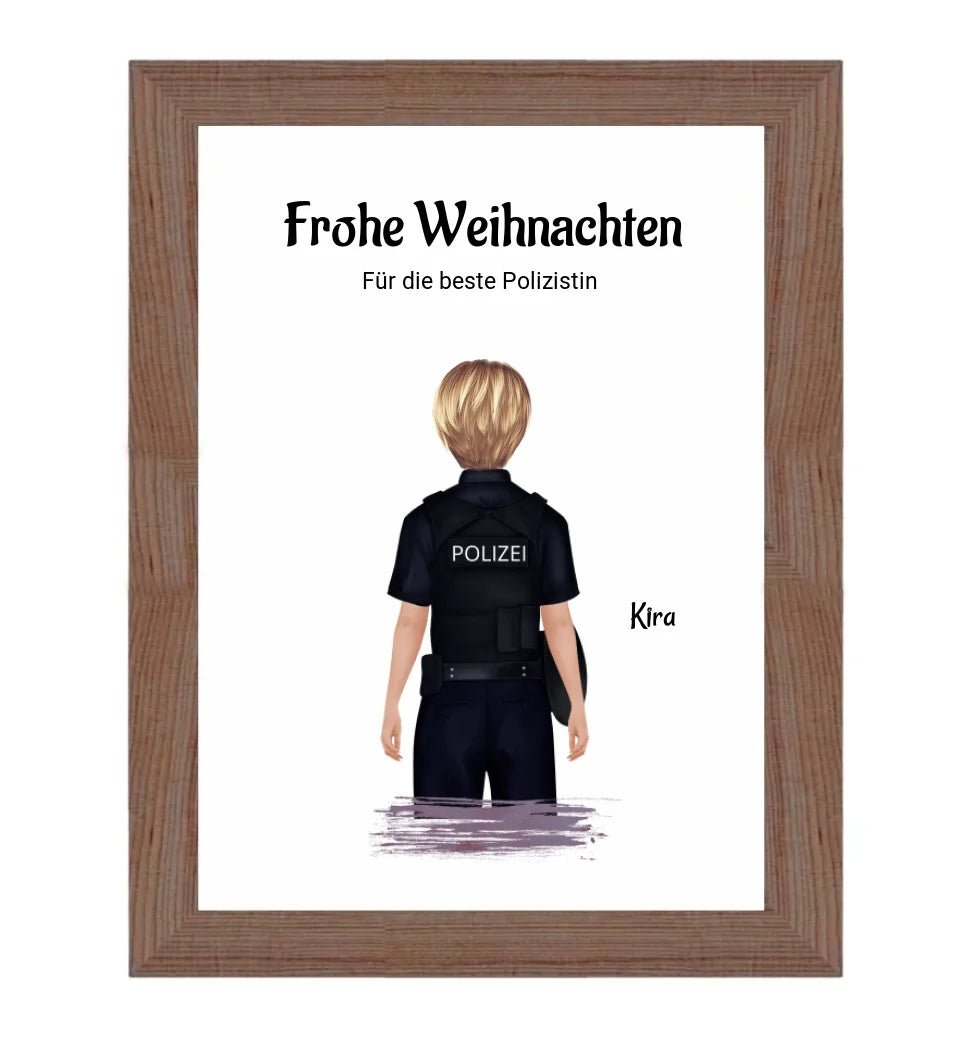 Polizistin Weihnachtsgeschenk Bild personalisiert - Cantty