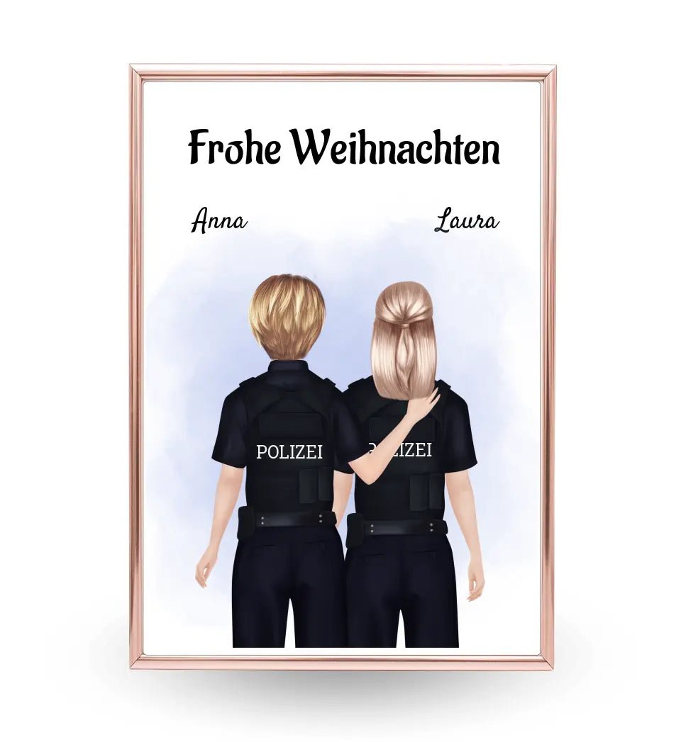 Polizistinnen Kollegin Bild Geschenk Weihnachten personalisiert - Cantty