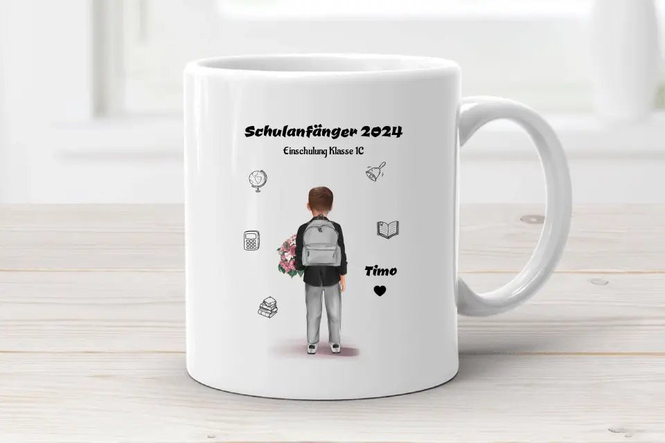 Schulanfang Tasse personalisiert für kleinen Jungen - Cantty