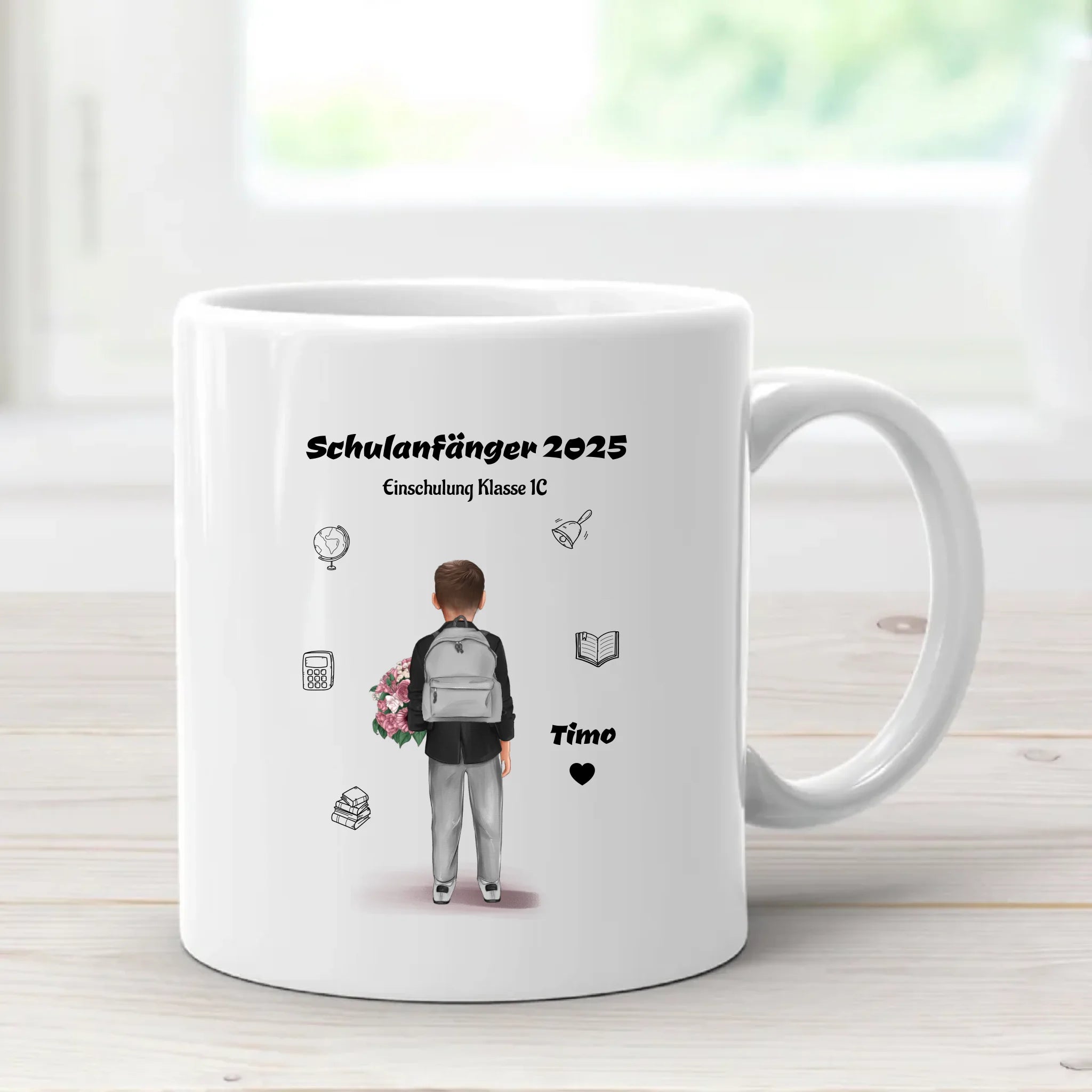 Schulanfang Tasse personalisiert für kleinen Jungen - Cantty