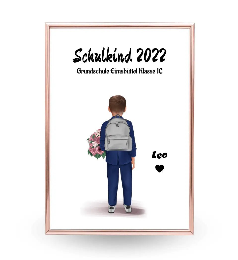 Schulanfänger Junge Bild Geschenk personalisiert für 1 Klasse - Cantty