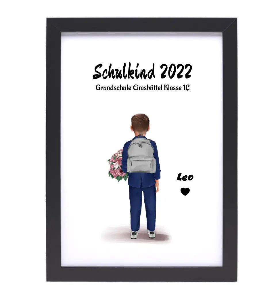 Schulanfänger Junge Bild Geschenk personalisiert für 1 Klasse - Cantty