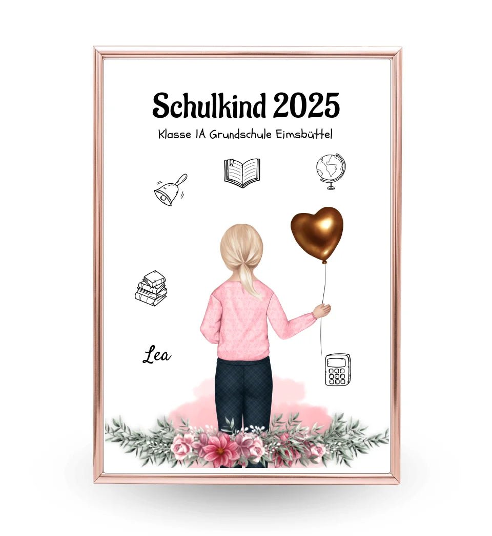 Schulanfänger Mädchen Geschenk Bild personalisiert 1 Klasse - Cantty