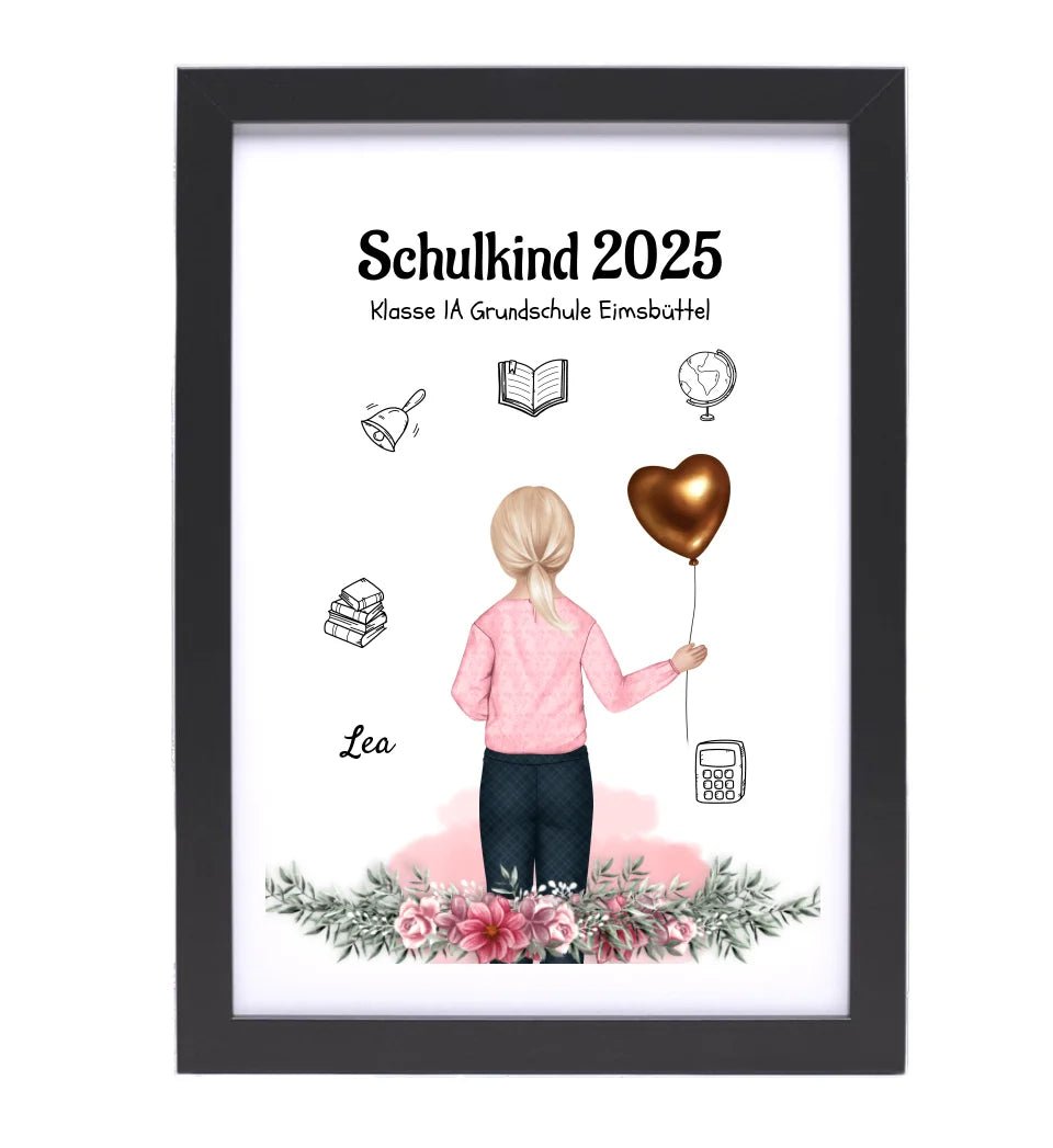 Schulanfänger Mädchen Geschenk Bild personalisiert 1 Klasse - Cantty