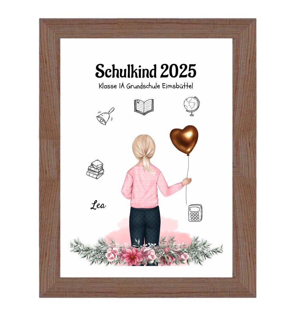 Schulanfänger Mädchen Geschenk Bild personalisiert 1 Klasse - Cantty