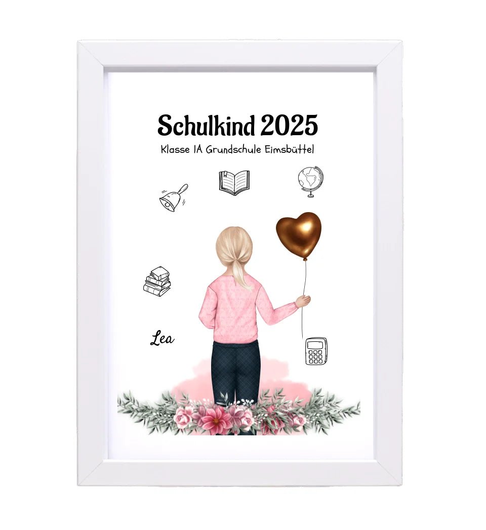 Schulanfänger Mädchen Geschenk Bild personalisiert 1 Klasse - Cantty