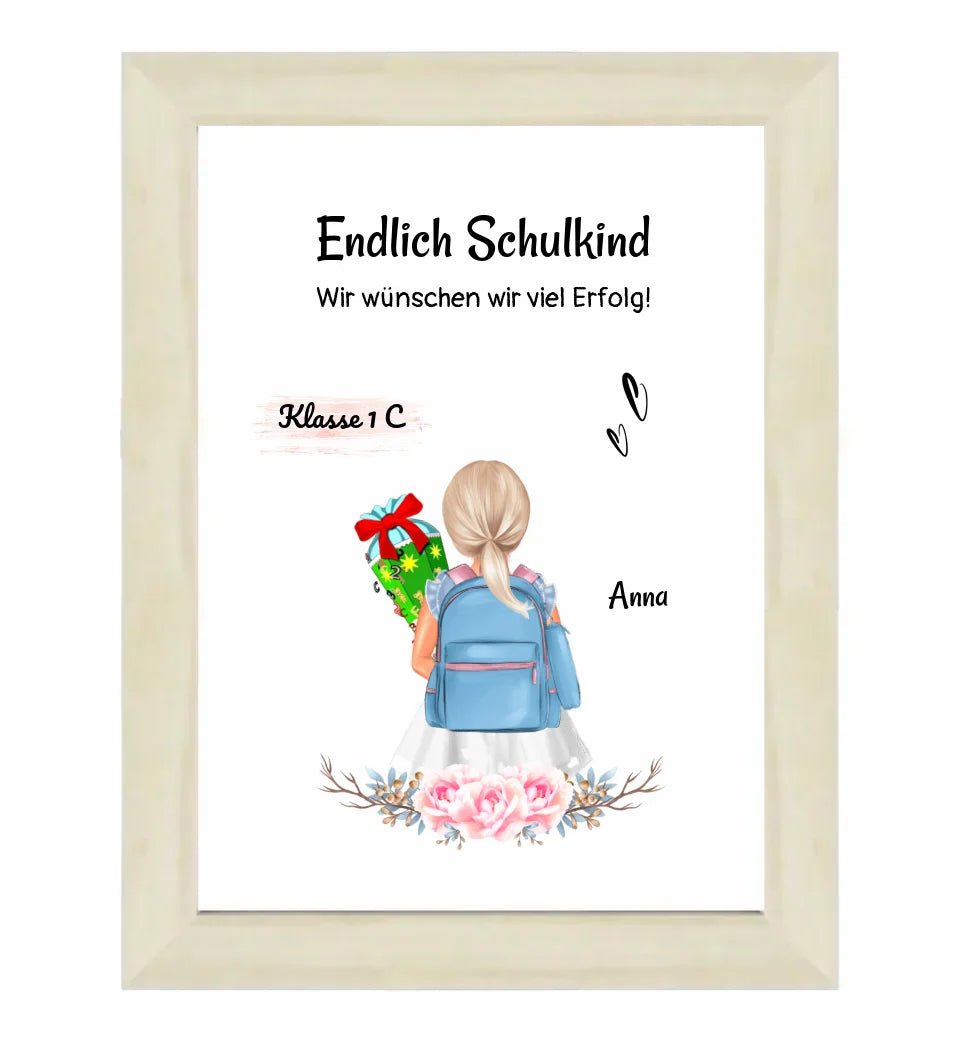 Schulkind Mädchen Einschulung Bild Geschenk - Cantty