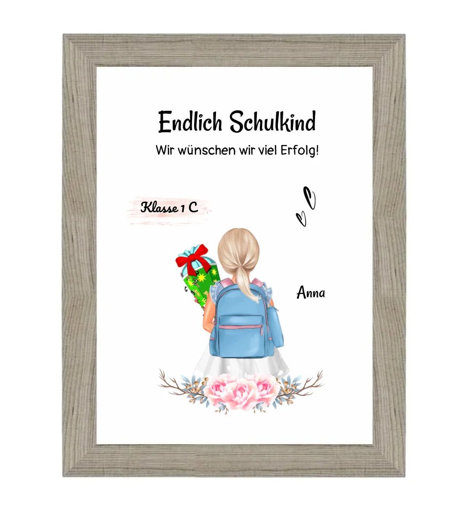 Schulkind Mädchen Einschulung Bild Geschenk - Cantty