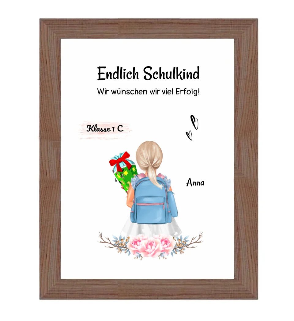 Schulkind Mädchen Einschulung Bild Geschenk - Cantty