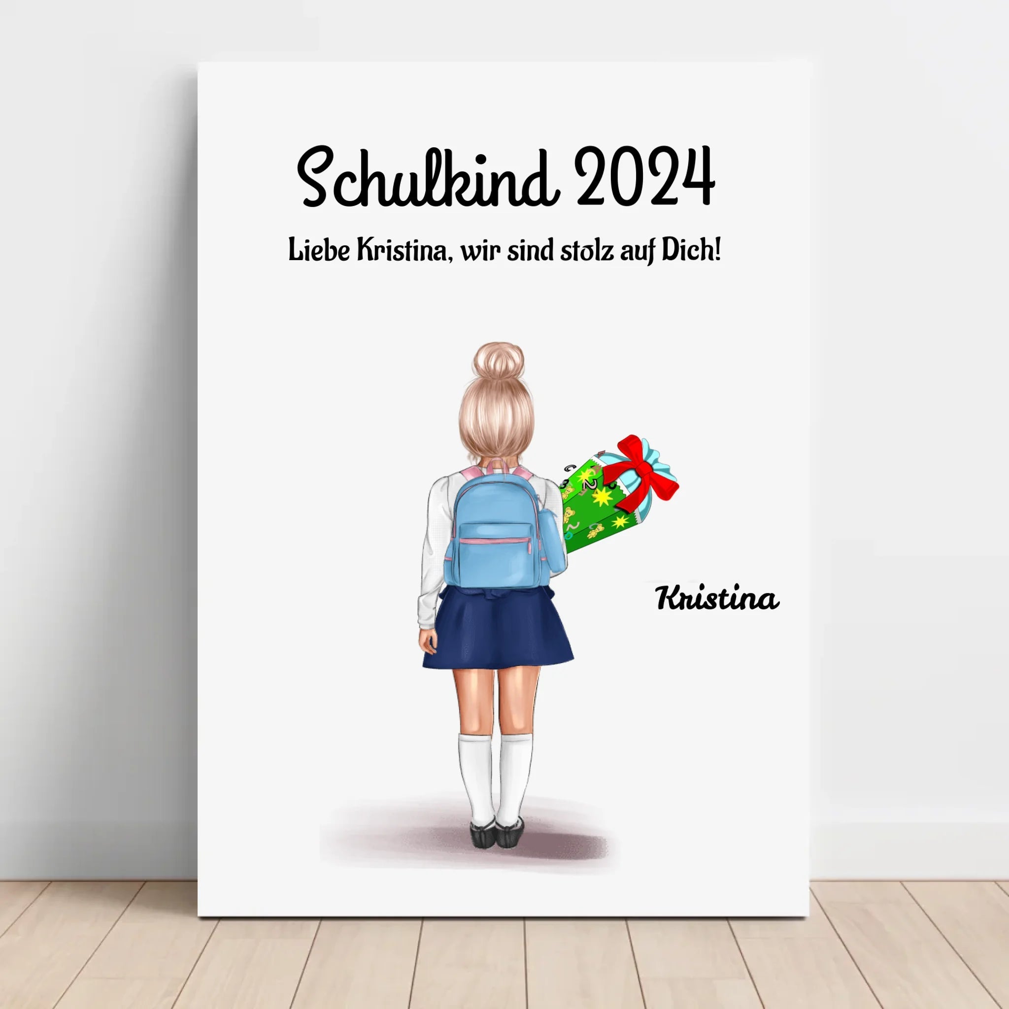 Schulkind Mädchen Geschenk Leinwandbild - Cantty