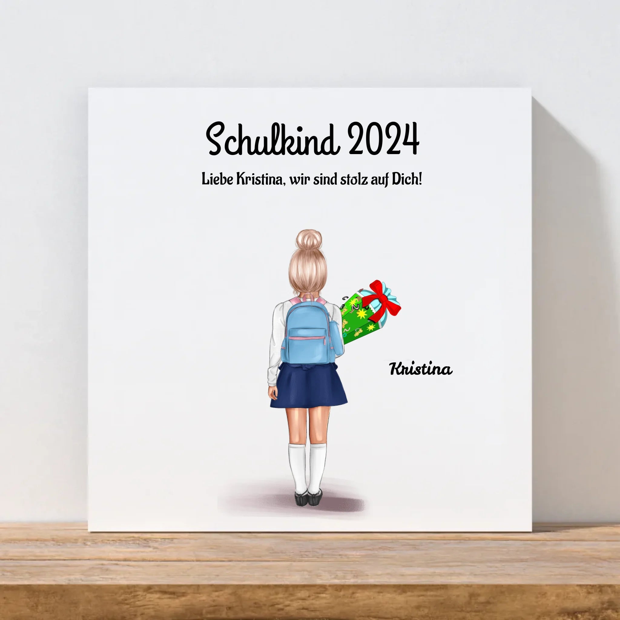 Schulkind Mädchen Geschenk Leinwandbild - Cantty