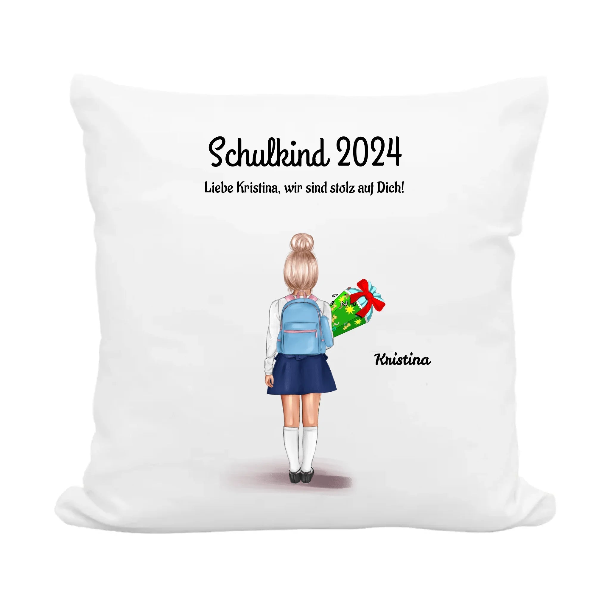 Schulkind Mädchen Kissen Geschenk zur Einschulung - Cantty