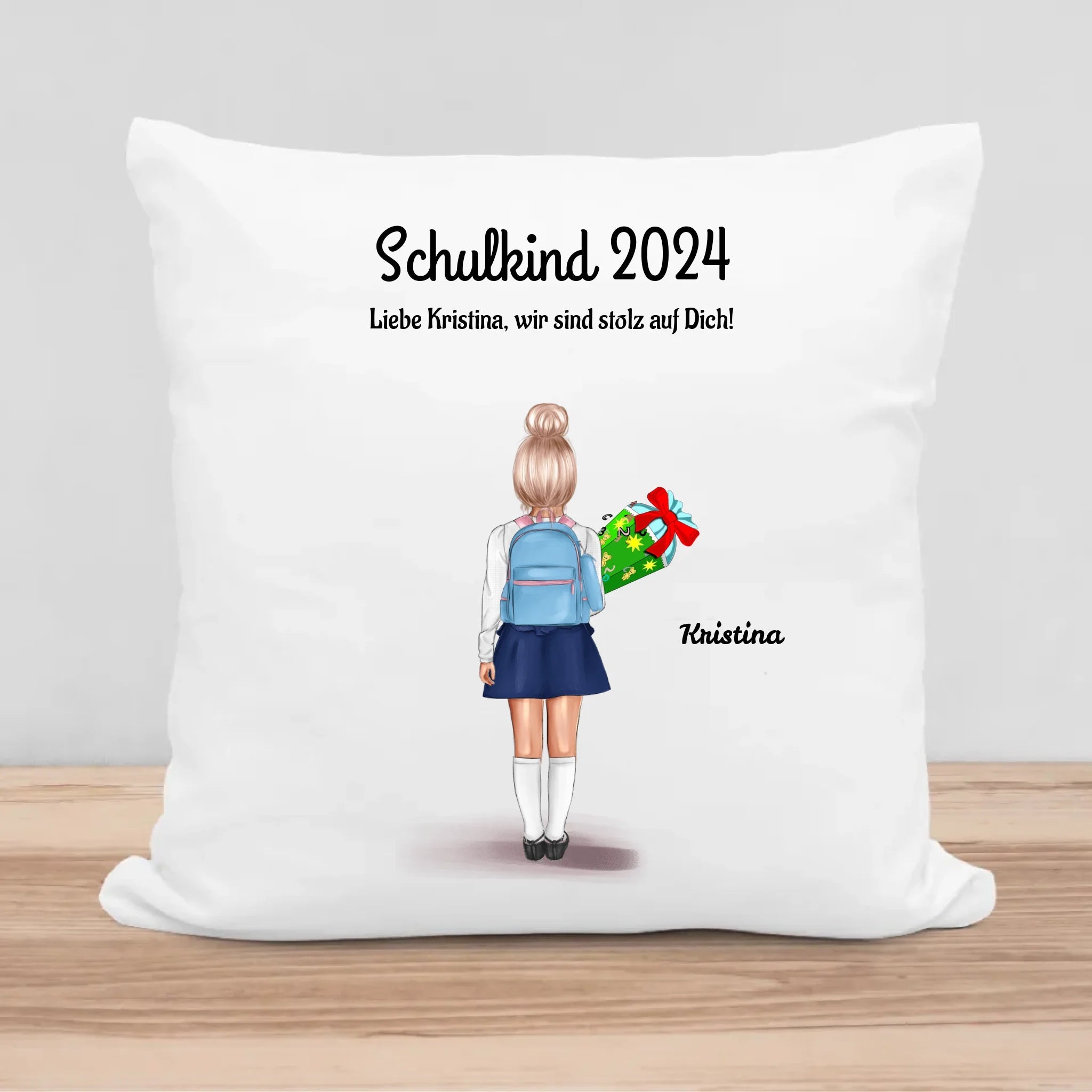 Schulkind Mädchen Kissen Geschenk zur Einschulung - Cantty